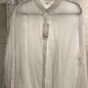 NWT Uniqlo Linen Button Up